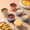Mini cuenco para mojar de acero inoxidable 304 con tapa, caja casera para ensalada de tomate, taza para salsa, vajilla portátil, plato para condimentos
