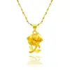 Pingente de Flor Rosa Dourado Areia para Mulheres, Colar de Ouro de Imitação, Joias de Colar de Flor de Luxo Leve de Nicho Atacado