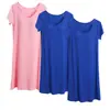 Vestido de Noite Modal de Manga Curta Três Peças Primavera e Verão com Bojo Pijama Sem Sutiã Vestido para Casa Completo Vestido Midi