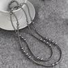 Retro estilo europeu e americano Cinza Pearl longo multi-camadas empilhado colar Mulheres Luz luxo elegante clavícula cadeia colar de corrente