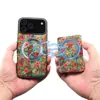 Funda de Teléfono con Carga Inalámbrica Adecuada para Iphone18Promax con Patrón de Succión Magnética Portatarjetas y Soporte Dos en Uno Funda de Cuero