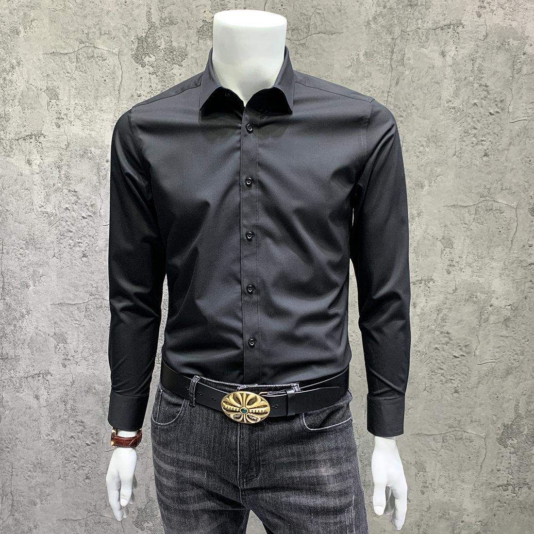 NS101纯色长袖衬衫 黑色 (8).JPG