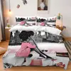 SHEIN jogo de cama de três peças decoração de feriado Dia dos Namorados impressão digital quarto decoração de casa jogo de cama de três peças