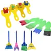 Juego de 12 pinceles de esponja para pintar para niños, para jardín de infantes, educación temprana, sello de grafiti, juego de escoba, cepillo, rodillo, sello