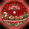 Falda para árbol de Navidad, falda redonda para base de árbol de decoración navideña, falda para árbol de tela con diseño de Papá Noel y muñeco de nieve, 120 cm de diámetro