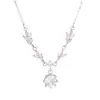 Colar S999 Prata Esterlina Espiga de Trigo Flor Rosa para Meninas Luxo Leve Exquisito Brilhante Pingente de Diamante Corrente da Clavícula Toque de Alto Padrão Presente de Festival