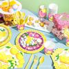 Mm162 Amarelo e Vermelho Tema Verão Limão Festa de Aniversário Louça de Aniversário 8 Pessoas Conjunto de 4 Peças Pratos de Papel Guardanapos de Papel Copos de Papel