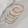 Europa y Estados Unidos transfronterizo superventas estilo elegante aleación disco colgante CCB imitación cristal resina perlas línea elástica pulsera mujeres