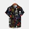 Camisa Casual de Manga Curta com Gola Nova para Homem Amazon Transfronteiriça Camisa com Estampa 3D de Halloween Tops Masculinos e Femininos