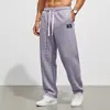 Calça Waffle Masculina com Cordão para Verão 2026 para Ir ao Trabalho e Uso Casual, Calça Versátil e Estilosa de Perna Reta, Cor Sólida