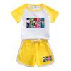 Meninos e meninas terno verão 2023 novo estilo infantil estilo ocidental verão cor combinando shorts de manga curta duas peças conjunto de uma peça entrega