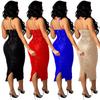 X5387 Nuevo Producto Transfronterizo Aliexpress Moda Europea y Americana Club Nocturno Lentejuela Sexy Tirantes Abertura Falda Larga Vestido para Mujer