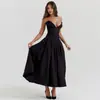 Novo Vestido de Festa Estilo Europeu e Americano Popular Transfronteiriço Slim Sexy Cintura Baixa Saia Longa Vestido Decote em V Profundo Envolto no Peito