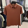 Camiseta Masculina de Manga Curta Levemente Luxuosa, Novo Estilo de Verão, Polo Versátil de Seda Gelada com Gola para Pais de Meia-Idade