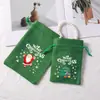 Bolsa de Regalo Navideña Verde Hierba Transfronteriza Imitación Lino Bolsa de Dulces de Santa Bolsa de Almacenamiento de Regalos Navideños Bolsa de Empaque