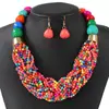 Conjunto de Tres Piezas Tejido Transfronterizo de Cuentas de Arroz Multicapa Exagerado Estilo Étnico Retro Conjunto de Collares Bohemios para Mujeres