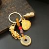 Llavero con colgante de bolsa de dinero del zodiaco de latón, para llaves de coche de hombre y mujer.