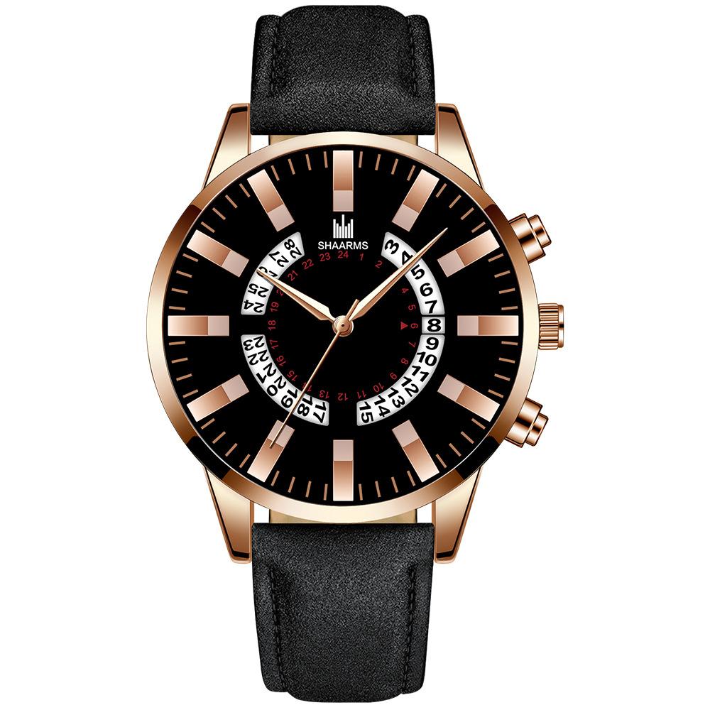 黑色皮带玫金壳黑面玫金针