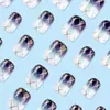Uñas Portátiles de Cuadros Diamantados Degradados Europeos y Americanos, Manicura Aurora Láser Hielo-Transparente, Parches de Líneas Geométricas Coloridos