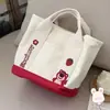 Bolso Estilo Japonés Ins Lindo Bolso de Lona Bordado para Mujer, Modelo Nuevo para Mamás, Bolso Tote Portátil para Salir, Bolsa para el Almuerzo para el Trabajo