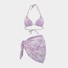 Biquíni Europeu e Americano Estampado 2025 Conjunto de Três Peças Cruzado Fronteira Lazada Saia Envelope Conjunto de Duas Peças Sexy Roupa de Banho Biquíni de Férias
