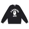 Marca de moda transfronteriza de comercio exterior BAPE sudadera con capucha de punto para hombre, otoño e invierno, manga larga, estampado de letras, holgada, cuello redondo