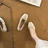 Bailarinas de estilo francés con lazo suave, punta cuadrada para mujer 2026, suela blanda, fruncidas, escote bajo, zapatos planos versátiles tipo abuela