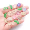Hojas de Vidrio Degradado, Tulipanes, Rosas Accesorios para Joyería DIY, Cuentas Sueltas de Perforación Directa, Colgantes para Pulseras, Accesorios para el Cabello, Pétalos