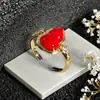 Novo Estilo Chinês Moda Nacional Vermelho Cabaça Folu Anel de Abertura Design de Nicho Luxo Leve Retrô Francês Anel Antigo Médio