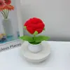 Maceta Grande de Flor Rosa Tejida Acabada Planta Ramo Hecho a Mano Adorno Decoración de Coche Regalo Día del Maestro Tejido al por Mayor