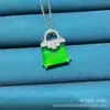 Atacado Banhado a Prata Incrustado Tipo Gelo Novo Versátil Pingente de Cabacinha de Calcedônia Verde Ágata Violeta Colar de Jade Feminino