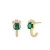 Pendientes Transfronterizos de Plata de Ley S925 con Circonita Esmeralda, Femeninos, Estilo Lujo Accesible, Diseño Retro, Pendientes Dorados