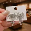 Conjunto de Collar y Pendientes con Lazo de Diamantes Completos y Borla de Gota de Agua, Moda de Lujo de Alta Gama, Conjunto de Joyería Elegante y Exagerado
