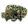 Cinto de Strass Leopardo Cinto de Caveira Feminino Cinto Fashion Punk Diablo Estilo Inlaid Full Diamond Cinto Personalizado Tendência
