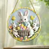 Conejo de Pascua Transfronterizo Disco Acrílico Colgante Plano Nuevo Llavero Colgante Creativo Decoración Regalo