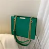 Bolsa Grande Casual Cor Sólida com Corrente, Nova Moda 2023, Ombro Único ou Transversal para Mulheres