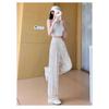Calça Wide Leg Tie-Dye Pintura a Tinta de Seda de Gelo para Mulheres, Moda Verão Fina Cintura Alta Caimento Reto Emagrecedora Casual