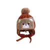 Chapéu de bebê outono e inverno fofo com pompom grande chapéu de tricô com proteção para as orelhas infantil super fofo de ursinho chapéu de lã quente de camada dupla