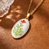 Serie de Plantas Frescas de Nicho Europeo y Americano Collar de Aceite Gotas DIY Collar con Colgante de Hierba Limón Fresa Lazo Cadena para la Clavícula