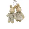 Juguete de peluche pareja conejo de lino muñeca tela de flores articulado Conejo bolsa colgante joyería diy muñeca decorativa conejo