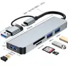 Uno a Cinco/Tipo-C/Hub USB Hub 8 Puertos Estación de Expansión Divisor Lector de Tarjetas de Computadora Multifunción