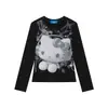 Sudadera para mujer estampada de Hello Kitty 2025, nueva, de dibujos animados, linda, camisa básica holgada de manga larga, ropa de otoño al por mayor