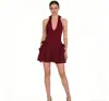 Amazon Ins Vestido de Tirantes Sin Mangas Transfronterizo Europeo y Americano Vestido de Jacquard con Cuello en V y Lazo de Jacquard Vestido de Gala