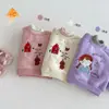 No hay devoluciones ni cambiosSudadera de cuello medio para niña con pequeño bordado izquierdo y derecho, Pulóver de forro polar bordado de dibujos animados para bebé de invierno