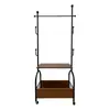 Cabide de chão estilo vintage com rodas giratórias, cabide de ferro artístico móvel para quarto de casa, prateleira de armazenamento para bolsas e roupas