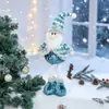 Muñeco de Peluche Azul de Santa Claus Elástico Retráctil de Pie Muñeco de Nieve Navideño Figura de Reno