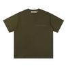 Versão correta da camiseta FOG Summer New ESS-small Label Flocked LETTer LOGO de manga curta masculina e feminina