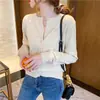 Cárdigan de punto para mujer, estilo nuevo de principios de otoño, top de manga larga fina para primavera y otoño, abrigo exterior negro, suéter