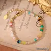 Pulseira Tendência de Cobre Banhado a Ouro 18K Novo Estilo Chinês Versátil Color-Blocking Pulseira de Cristal Joias de Luxo Leve de Alta Qualidade