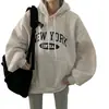 Sudadera Casual Gruesa de Estilo Coreano para Parejas de Mujeres, Estilo Perezoso de Ins con Letras Estampadas, Sudadera Fina de Forro Polar para Mujeres